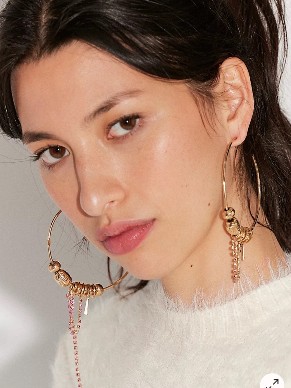 Free People Flume Hoops Gold/Pink NWT
